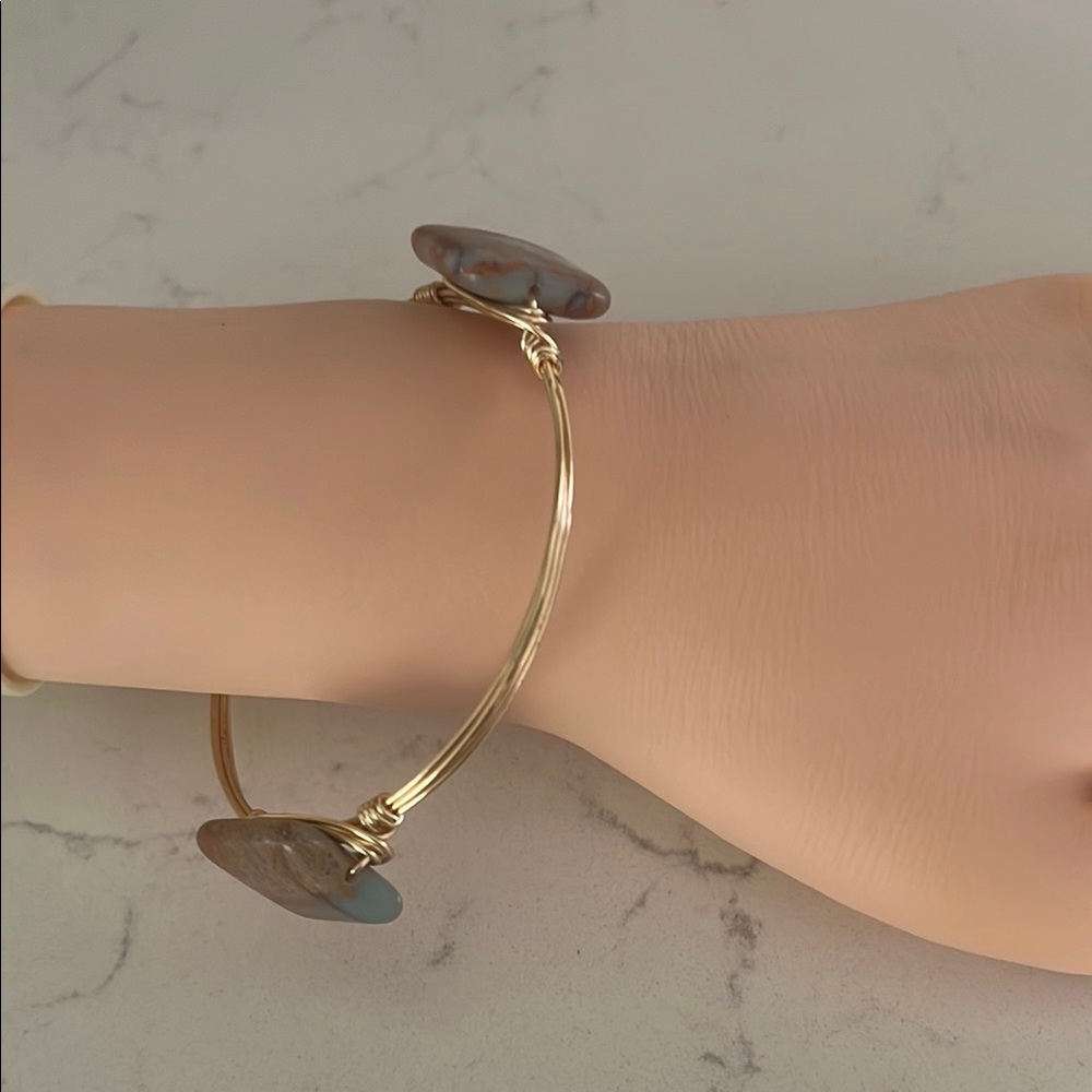 Gold Plated Stone Handmade Wire Bracelet